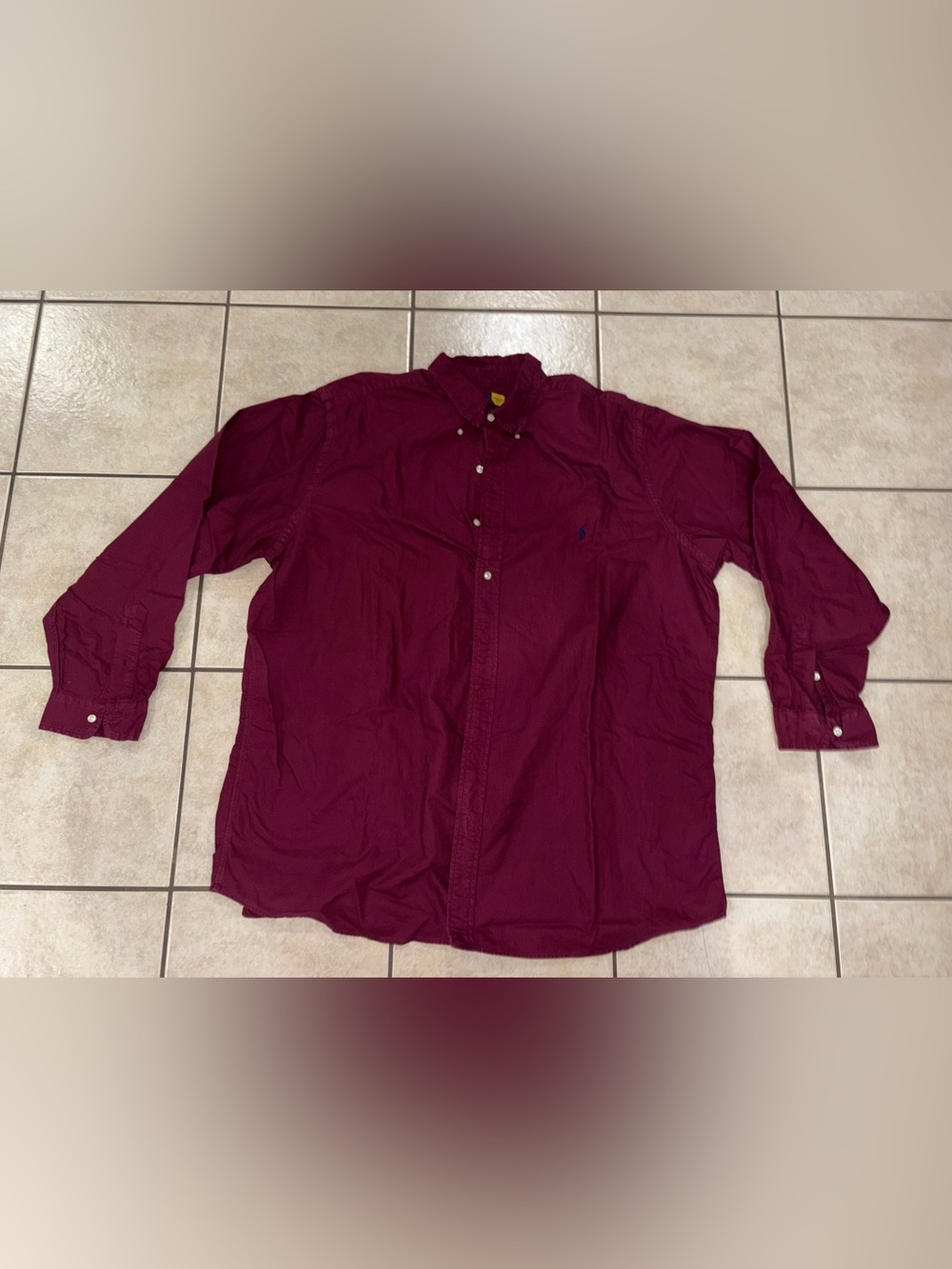 Polo Ralph Lauren Men's Burgundy Long-Sleeve Button-Down Shirt 2XLT